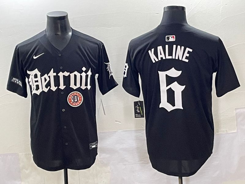 Men 2025 Detroit Tigers #6 Kaline Black Five generations Joint Name Nike MLB Jersey style 23->detroit tigers->MLB Jersey